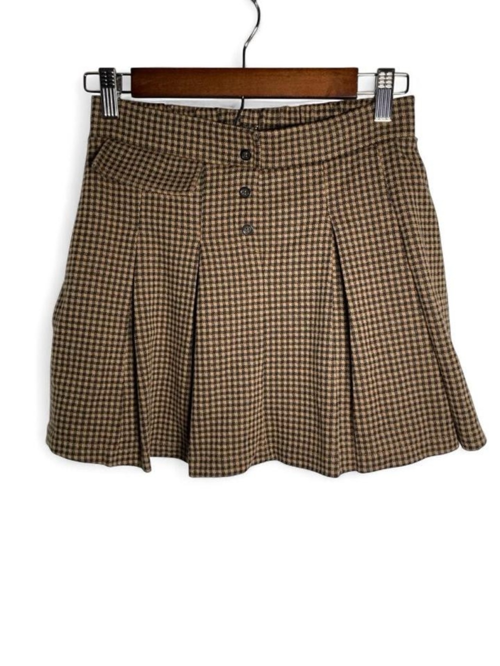 Zara Brown Plaid Pleated Skirt